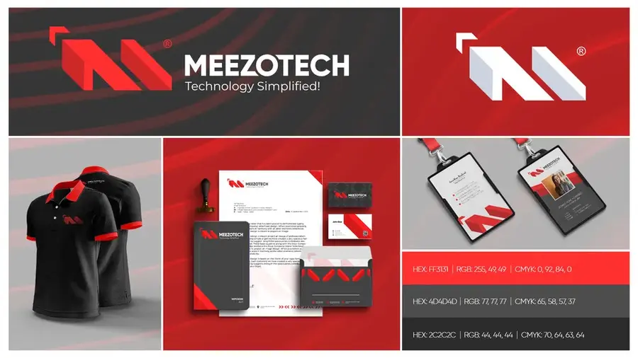 MeezoTech brand identity board