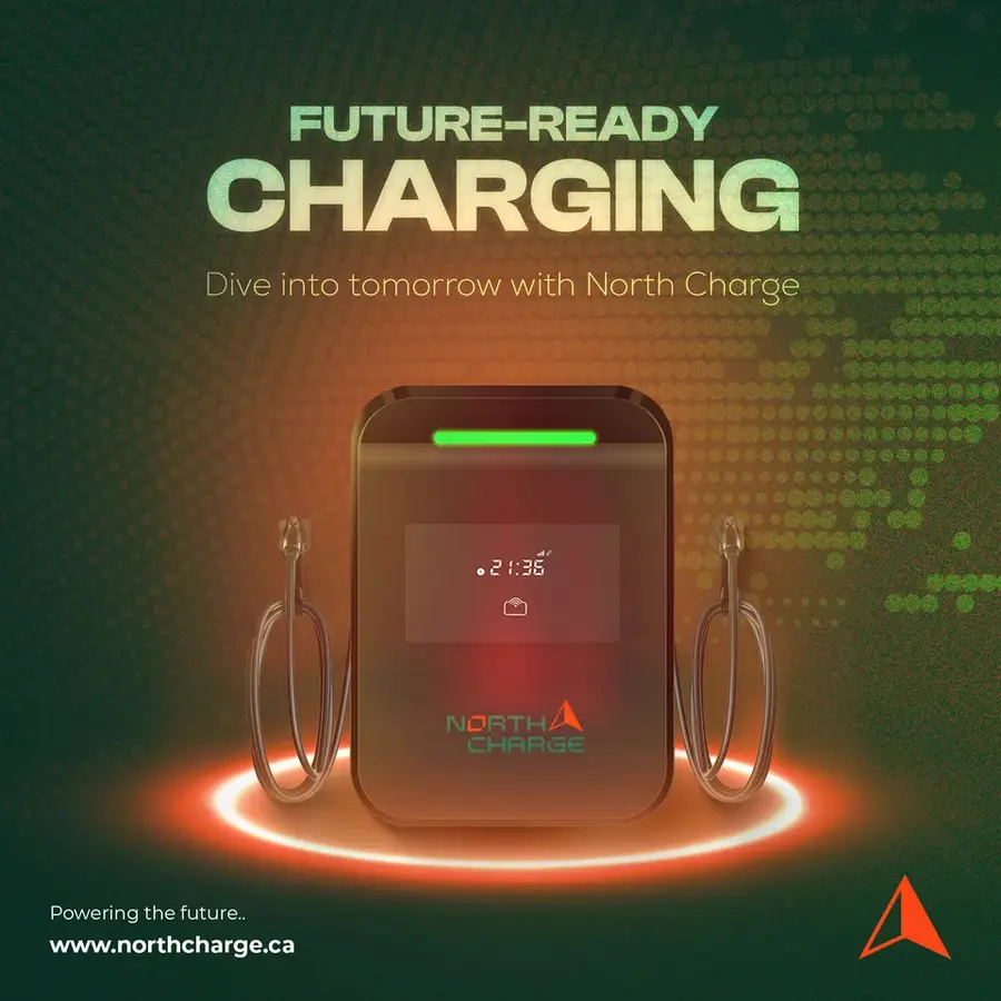 North Charge social post in orange and dark green